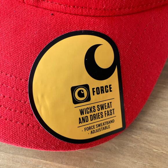 Carhartt Force Canvas Red Trucker Mesh Snap Back Cap Hat One Size Adjustable-New - Picture 7 of 10